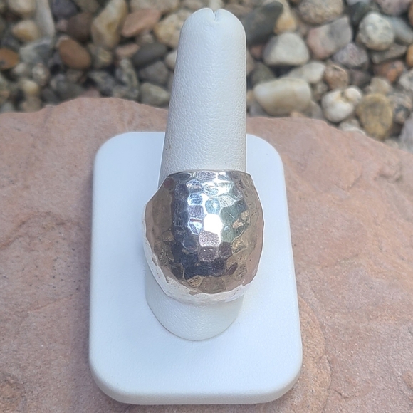 925 Large Hammered Knuckle Sterling Silver Ring, Size 9 - Picture 5 of 10